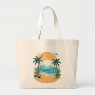 Sun Beach palm tree  Large Tote Bag