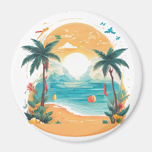 Sun Beach palm tree  Magnet