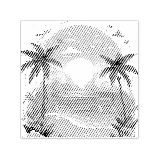 Sun Beach palm tree Self-inking Stamp (Design)