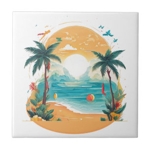 Sun Beach palm tree  Tile