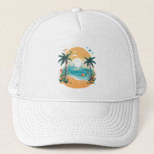 Sun Beach palm tree  Trucker Hat
