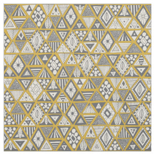sun bear geo yellow silver fabric