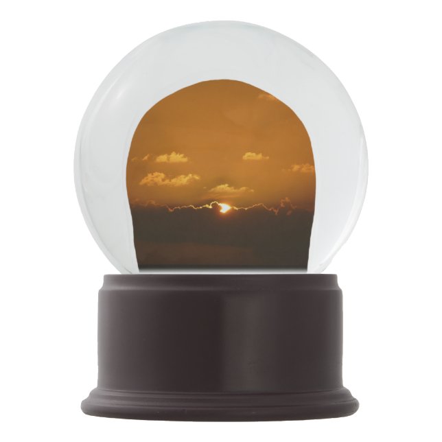 Sun Behind Clouds I Orange Seascape Snow Globe (Front)
