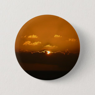Sun Behind Clouds I Orange Sunset Photo 2 Inch Round Button