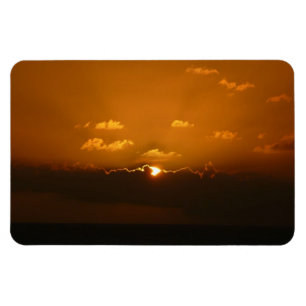 Sun Behind Clouds I Orange Sunset Photo Magnet