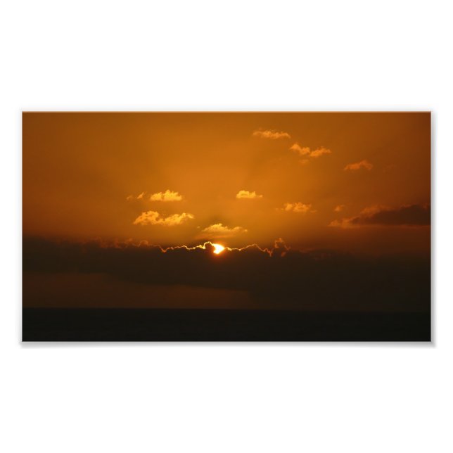 Sun Behind Clouds I Orange Sunset Photo Print (Front)