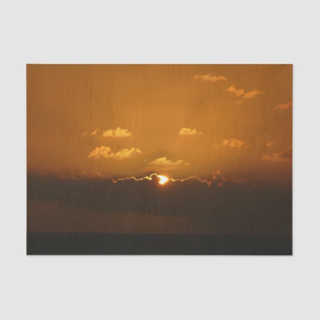 Sun Behind Clouds I Orange Sunset Photo Tissue Paper (Front)