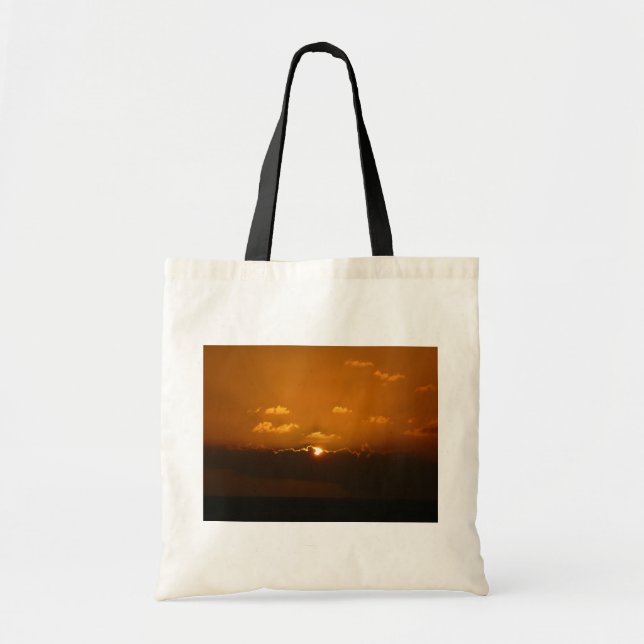 Sun Behind Clouds I Orange Sunset Photo Tote Bag (Front)