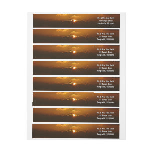 Sun Behind Clouds I Orange Sunset Photo Wrap Around Label