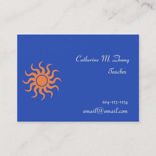 sun, blue business card (Front)