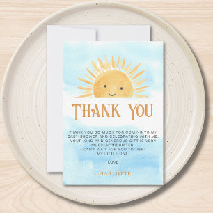 Sun Blue Sky Baby Shower Thank You Card