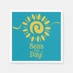 Sun Blue Yellow Beach House Seas Day Cocktail Napkin