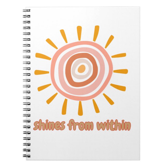 Sun Boho Art: "Shine from within" quote for self-e Notebook (Front)