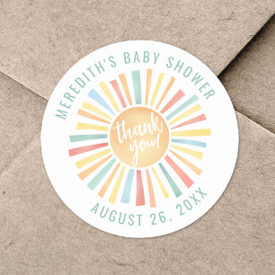 Sun Boho Baby Shower Classic Round Sticker