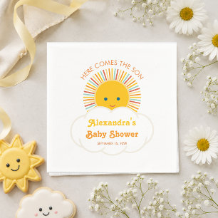 Sun Boy Baby Shower Here Comes the Son Cute Cloud Napkin