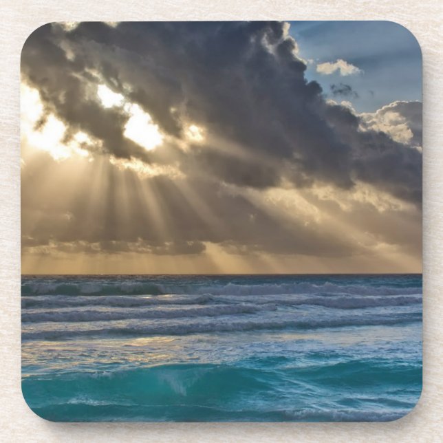 Sun Breaking Through Clouds Over Sea Coaster (Front)
