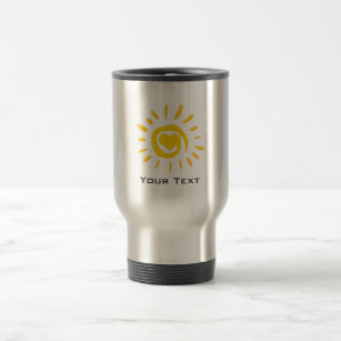 Sun; brushed metal-look travel mug