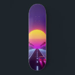 Sun Chaser Skateboard<br><div class="desc">​If you’re obsessed with the neon-drenched aesthetic of the 1980s, this Synthwave skateboard deck was made for you​. Whether you’re hitting the local skate park or looking for a bold piece of retro-futurist wall art, the deep purples and electric pinks pop in this piece. It’s the perfect blend of nostalgic...</div>