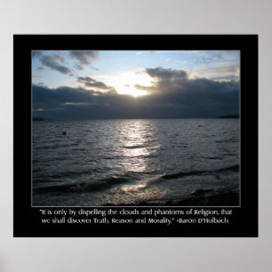 Sun, Clouds, Beach and D'Holbach Quote Poster