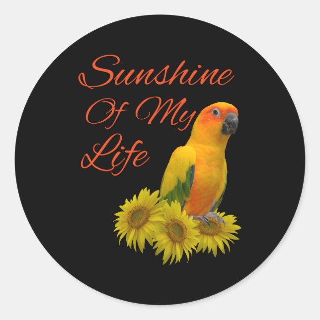 Sun Conure Parrot Sunshine Classic Round Sticker (Front)
