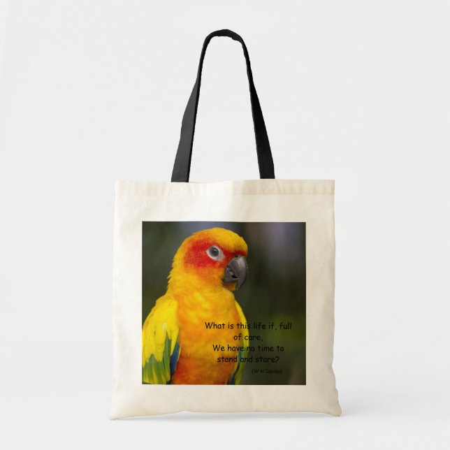Sun Conure Parrot (with text) Bag (Front)