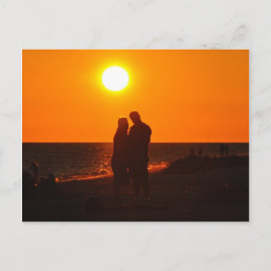 Sun Couple Silhouette Love Sanibel Sunset Postcard