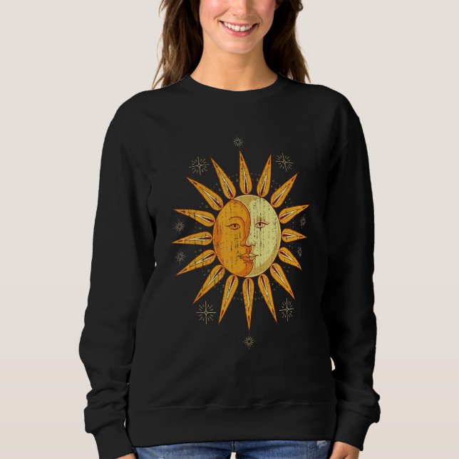 Sun Crescent Moon Astronomy Celestial Body Boho As Sweatshirt (Front)