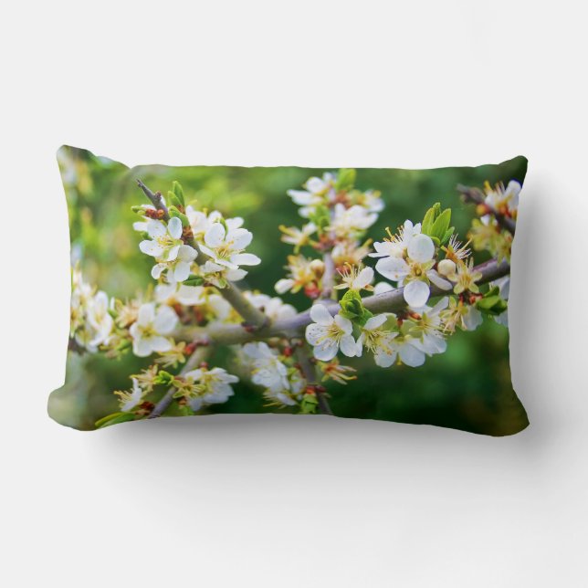 Sun-Dappled Spring Hawthorn Lumbar Pillow (Front)