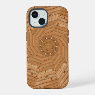 Sun Deck - Light Wooden Pinwheel Swirl iPhone 15 Case
