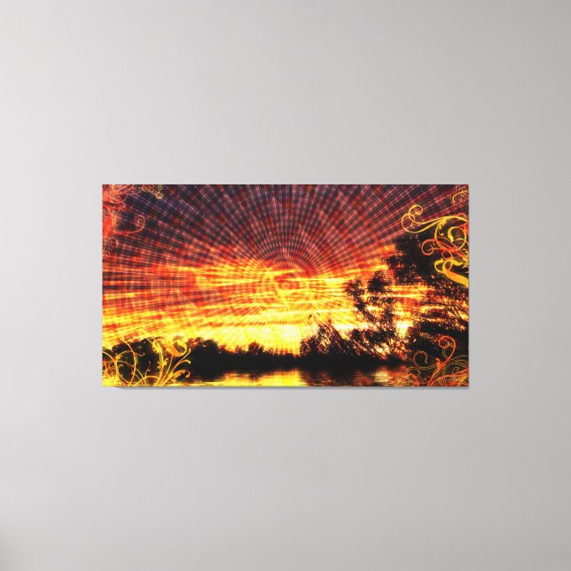 Sun Decor Sunset Fantasy Art  Wrapped Canvas (Front)