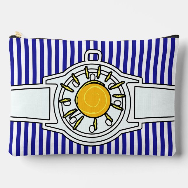 Sun Dial Wristwatch Blue Stripes Accessory Pouch (Front)