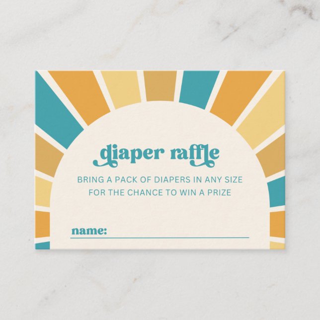 Sun Diaper Raffle Card | Sun Baby Shower Card (Front)