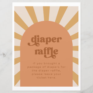 Sun Diaper Raffle Sign   Gold Sun Baby Shower