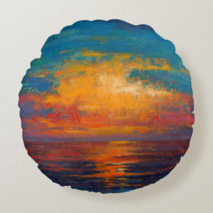 Sun Down II Round Pillow