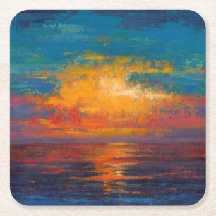 Sun Down II Square Paper Coaster