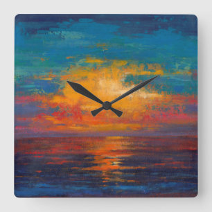 Sun Down II Square Wall Clock