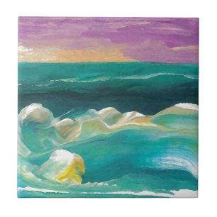 Sun Drama in the Ocean Waves Seascape Tile