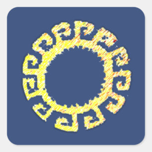 Sun drawing square sticker