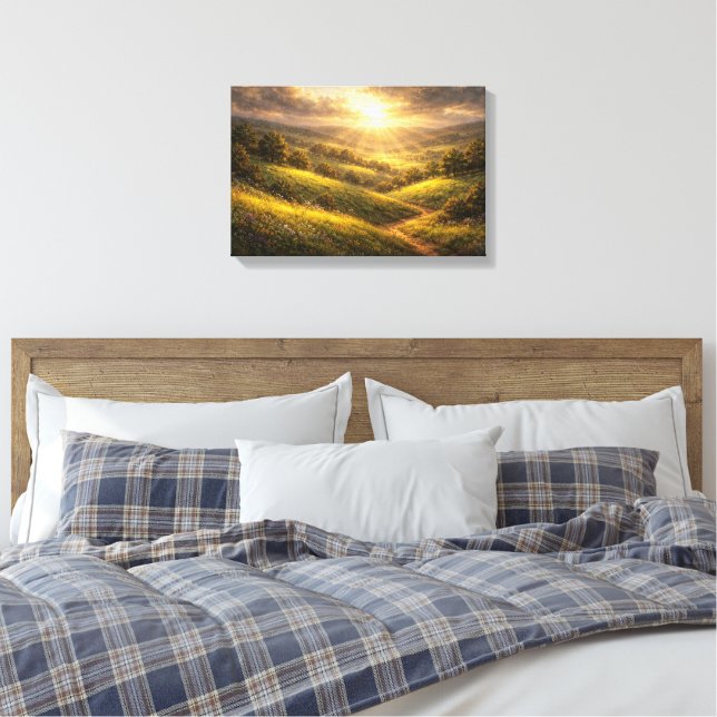 Sun-Drenched Golden Valley  Canvas Print (Insitu(Bedroom))