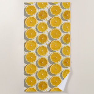 Sun-Drenched Orange Slice Pattern Beach Towel