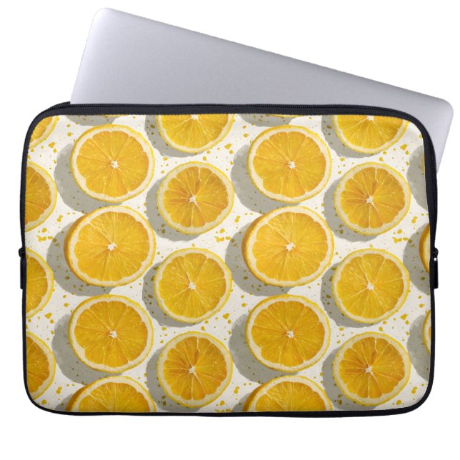 Sun-Drenched Orange Slice Pattern Laptop Sleeve (Front)