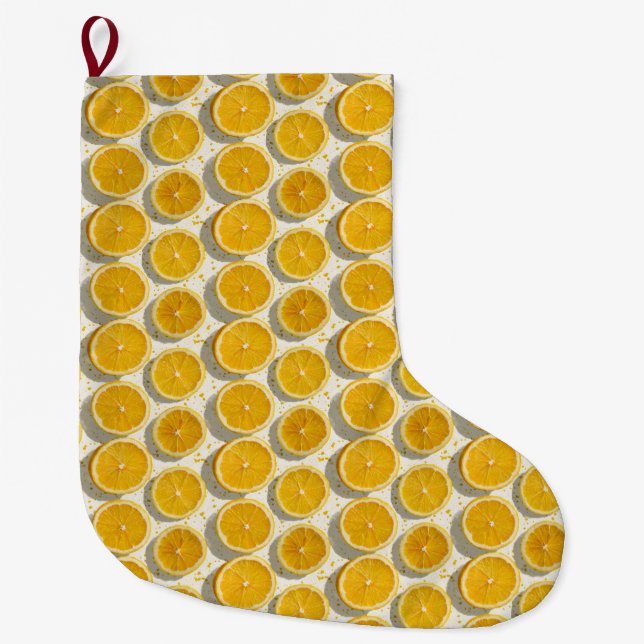 Sun-Drenched Orange Slice Pattern Large Christmas Stocking (Front)