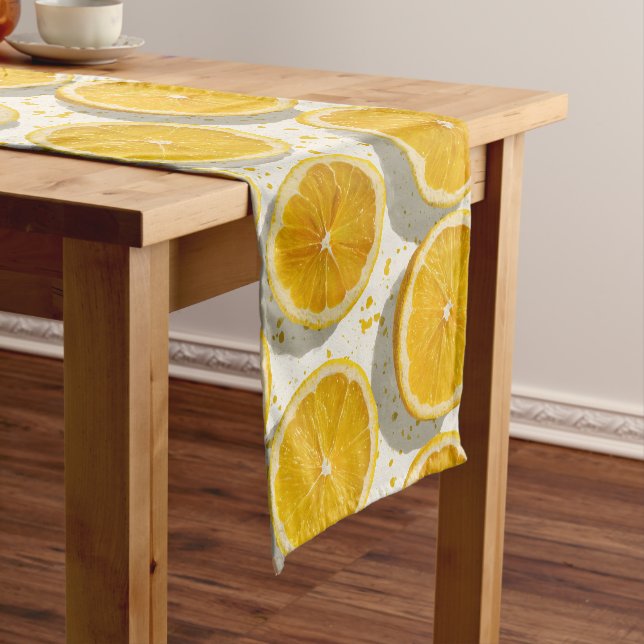 Sun-Drenched Orange Slice Pattern Short Table Runner (In Situ)