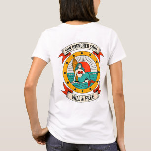 Sun Drenched Soul Mermaid Wild & Free Ocean Art T-Shirt