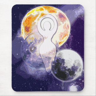 Sun Earth and Moon Goddess Mouse Pad