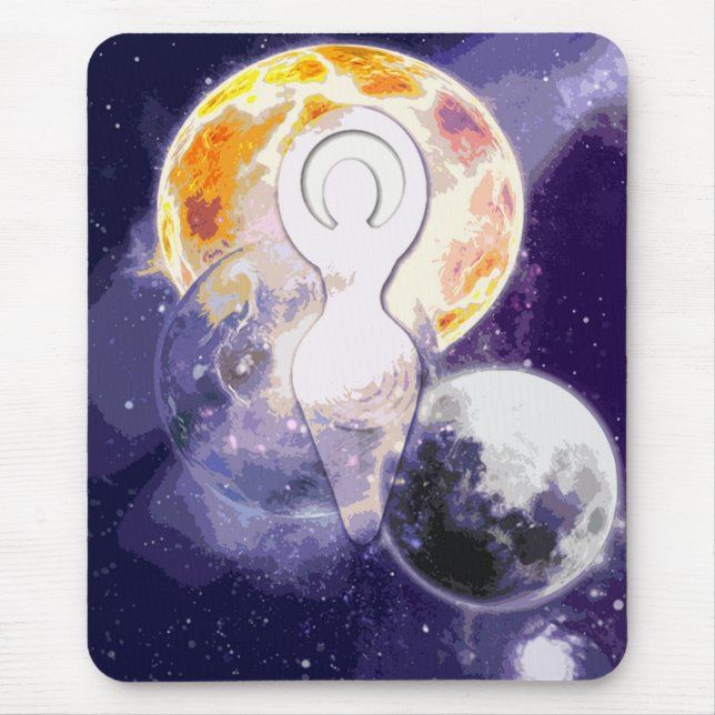 Sun Earth and Moon Goddess Mouse Pad (Front)
