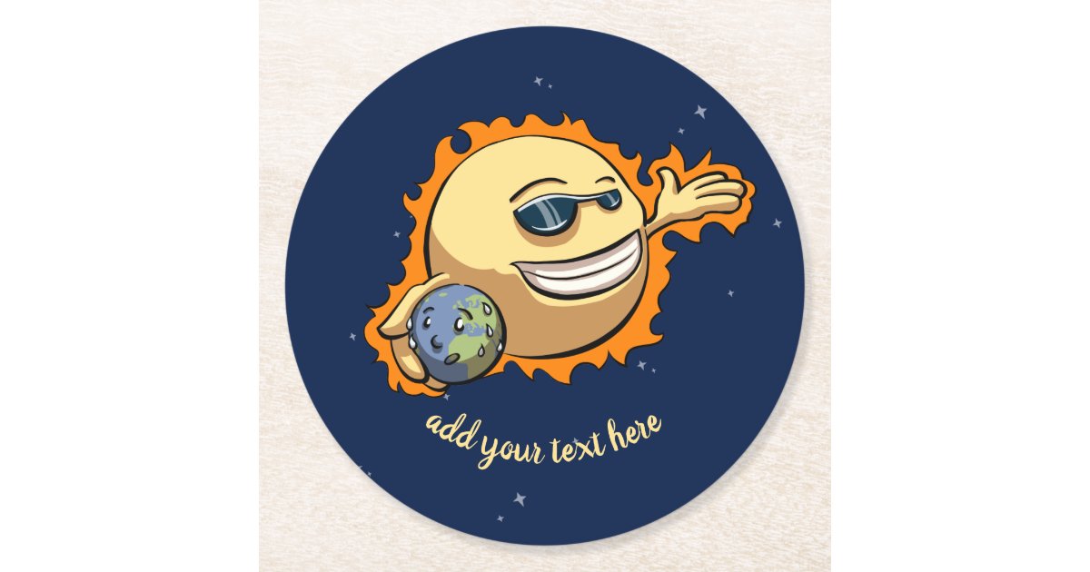Sun & Earth Global Warming Climate Change Cartoon Round Paper Coaster |  Zazzle