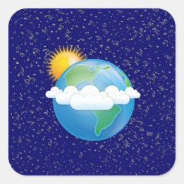 Sun & Earth - Square Sticker