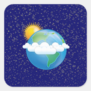 Sun & Earth - Square Sticker
