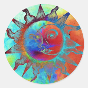 Sun et autocollant rond de lune
